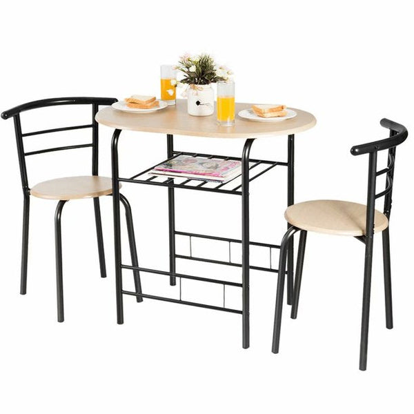 Inolait 3 Pcs Dining Set 2 Chairs And Table Compact Bistro Pub Breakfast Home Kitchen