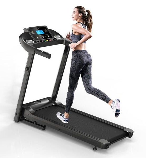 Home Gym Smart Fitness Equipment Foldable Motorized Treadmill 5 in LCD Display with Air Spring, Manual Incline, MP3