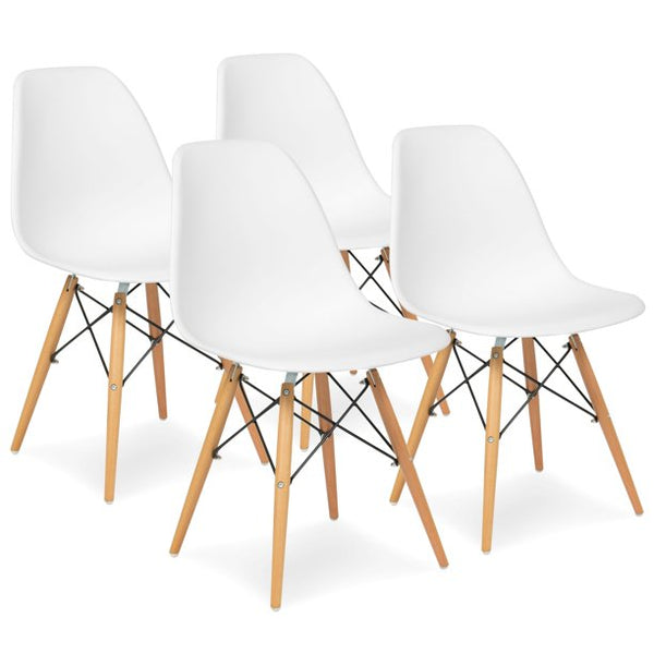 Inolait White Dining Chairs Set of 4 Modern Kitchen Chairs