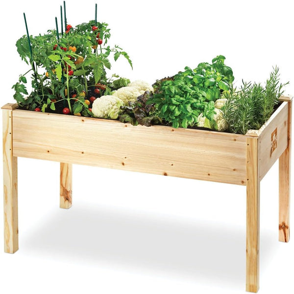 Raised Garden Bed Elevated Wood Planter Box with Bed Liner for Backyard