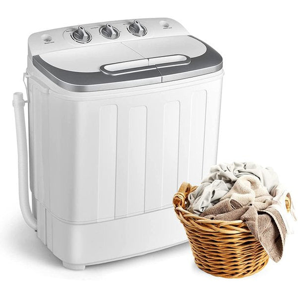 Portable Compact Mini Twin Tub Washing Machine with Wash and Spin Cycle, 13 lbs Capacity