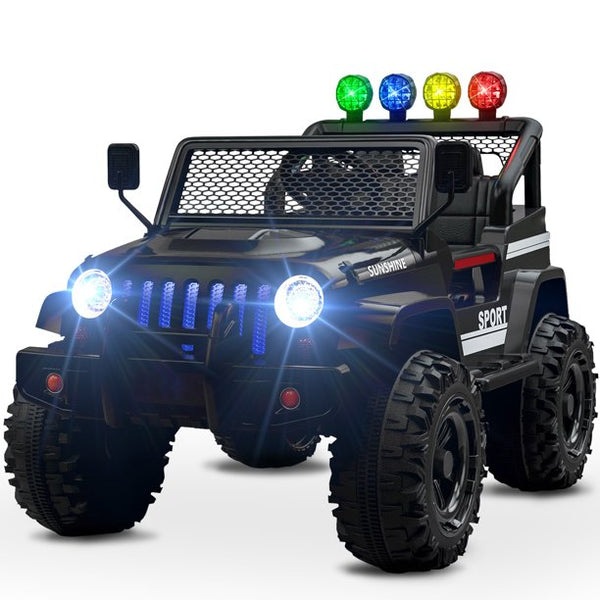 Inolait 12V Kids Ride on Truck, Electric Jeep Car with Parent Remote Control, Light, Music - Black