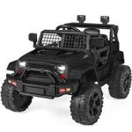 12V Kids Ride On Truck Car w/ Parent Remote Control, Spring Suspension, LED Lights - Black