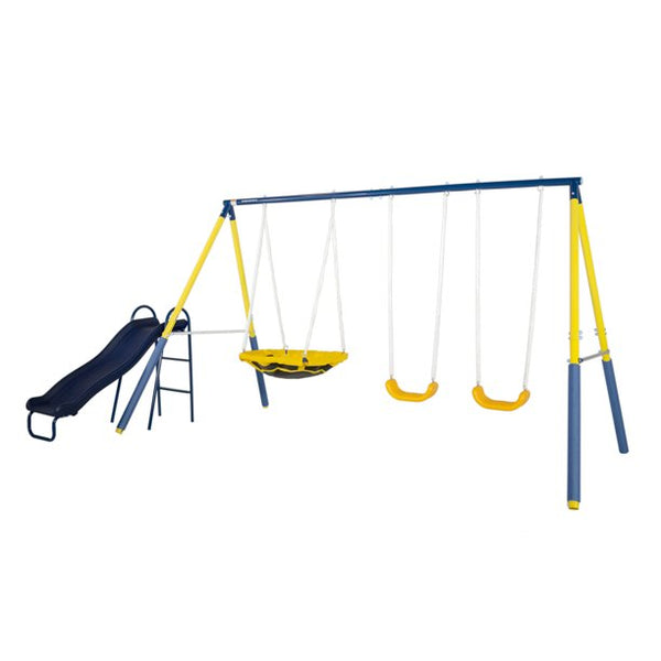 Inolait Metal Swing Set with 2 Swings, Saucer Swing and a 1pc Heavy Duty Slide